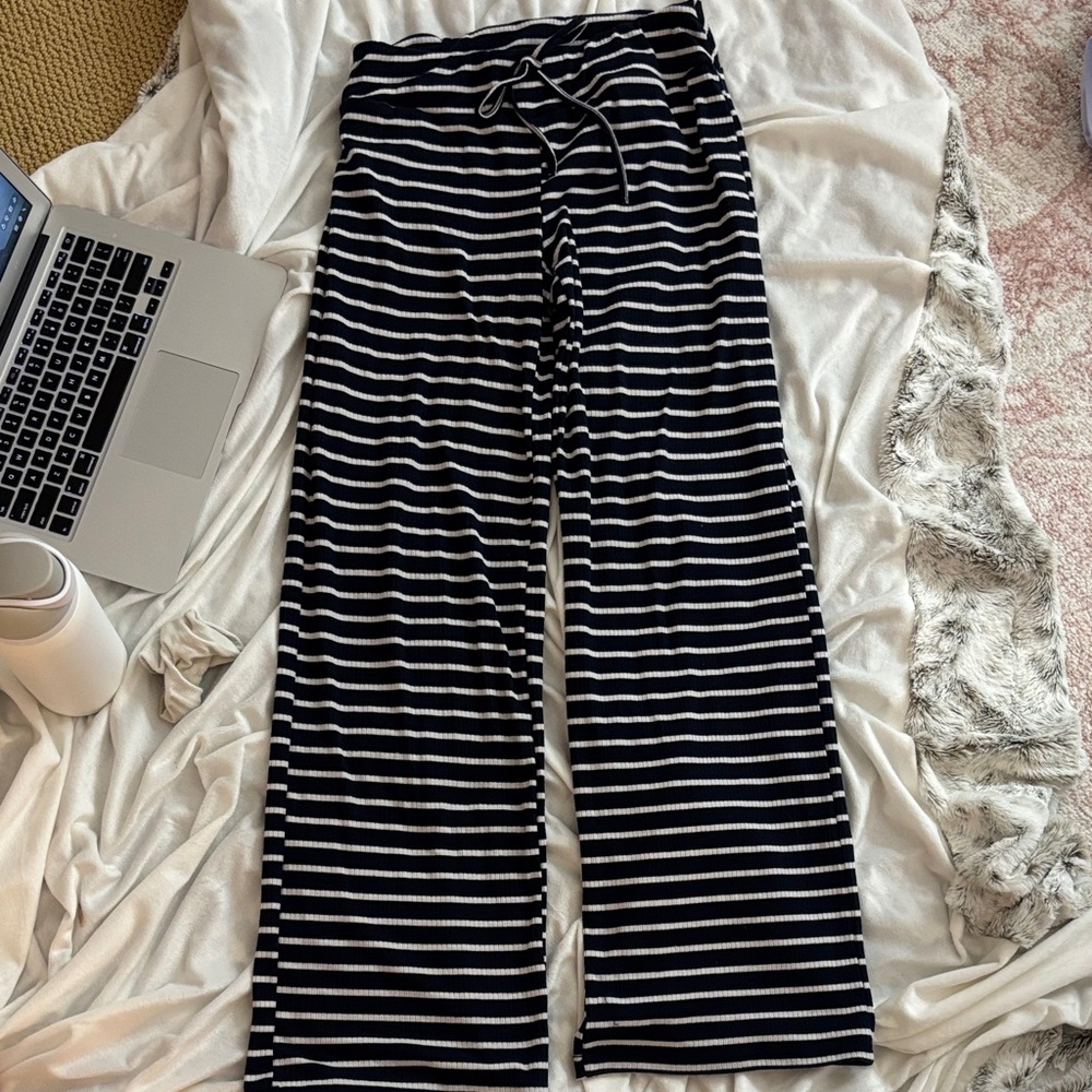 Navy and White Striped Pants